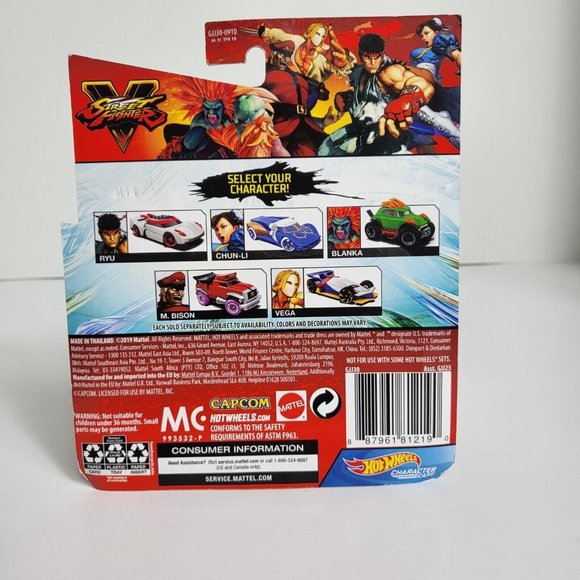 Hot Wheels Street Fighters V Character Car RYU 1/5 Capcom Mattel White Red New - Picture 2 of 16